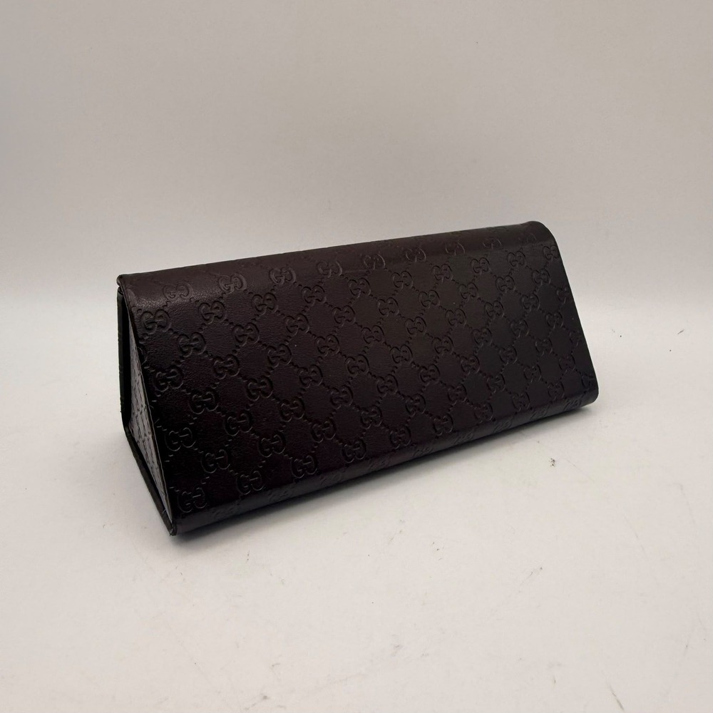 Gucci Sunglasses Case Unisex Brown Guccissima Leather Collapsible GG Monogram